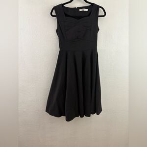 Heroecol fit & Flare Rockabilly sleeveless black dress sweetheart neckline  S